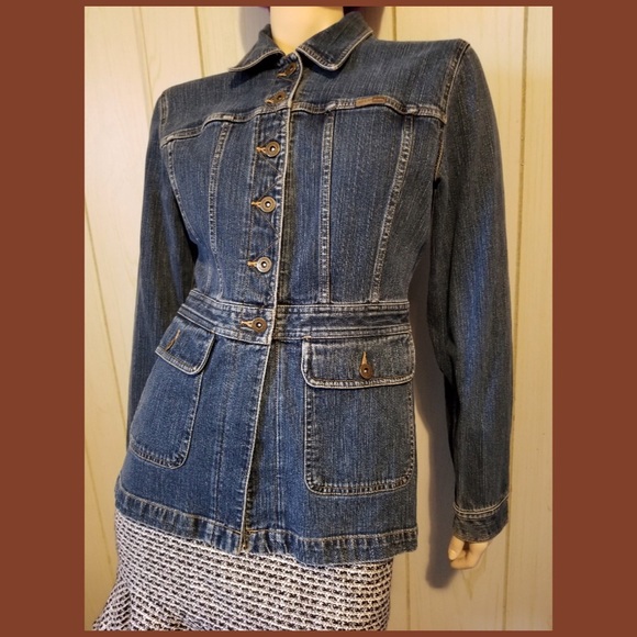 LIZ CLAIBORNE LIZWEAR Retro Blue Denim Button down Jean Jacket - Picture 3 of 7